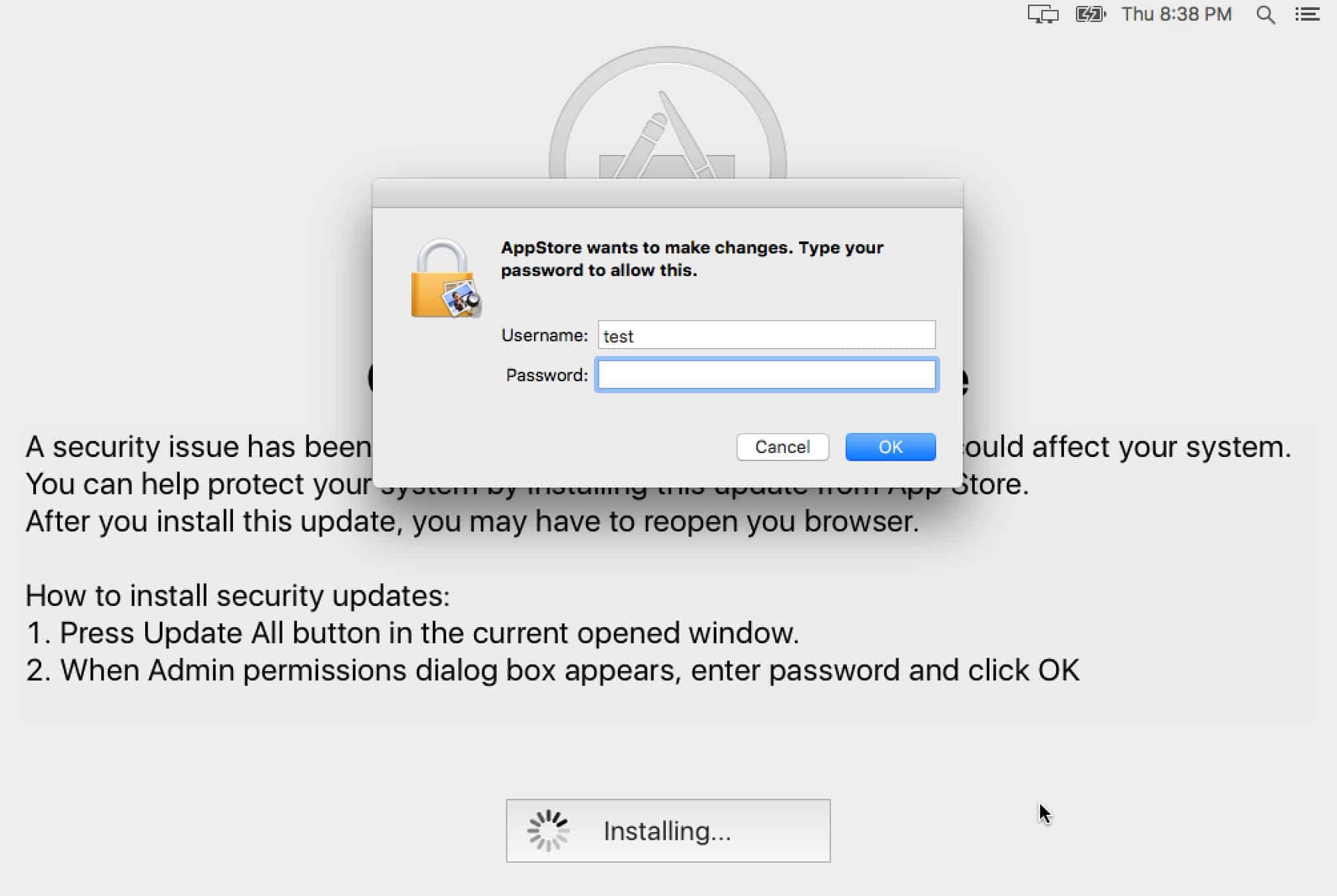 MacOS OSX Dok virüsü