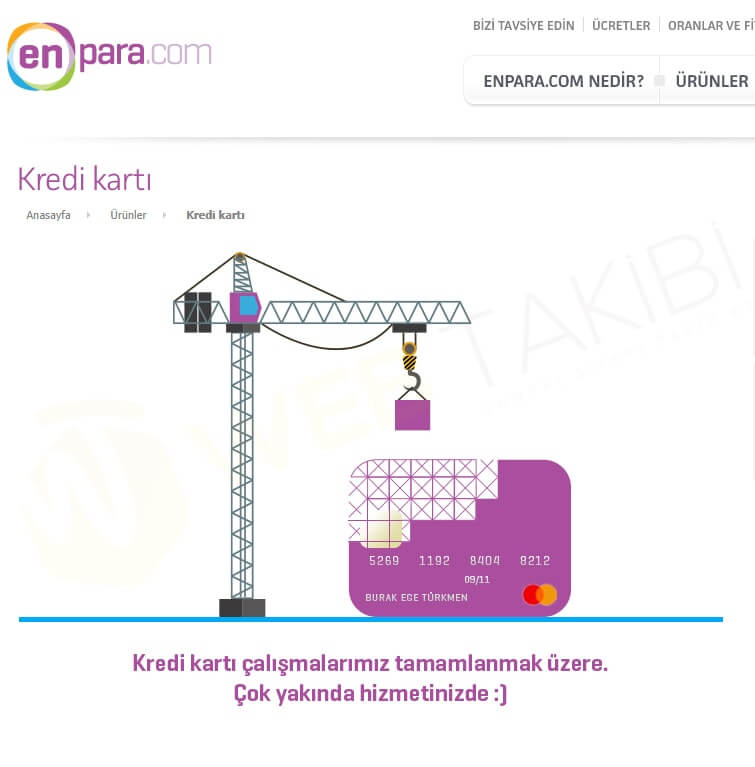 Enpara kredi kartı hizmeti Aralık