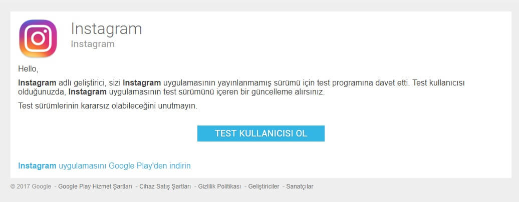 Instagram test programı katılımı sağlama