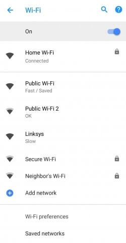 Android 8.1 Wi-Fi hızı ekran görüntüsü