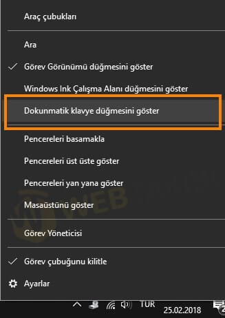 Akıllı tahta dokunmatik klavye göster