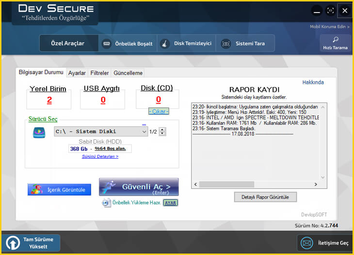 Dev Secure masaüstü versiyonu